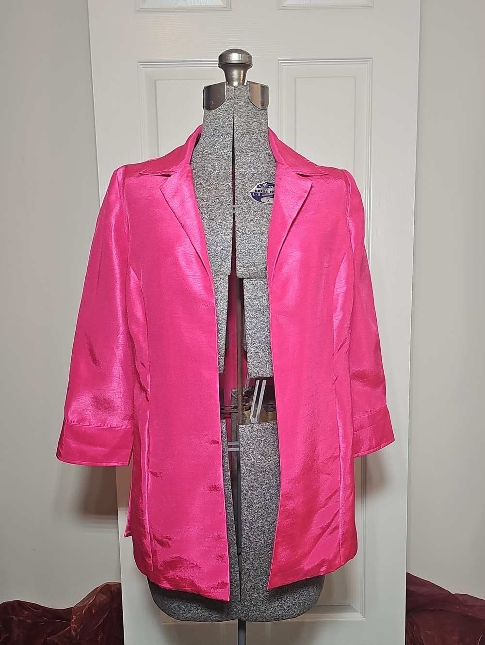 Chicos Hot Pink Magenta Open Front Lightweight Jacket Blazer 00P Petite 0P